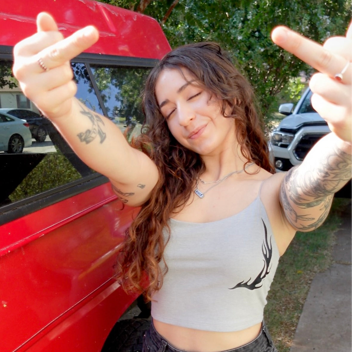 FLAMING TRAMP STAMP TANK